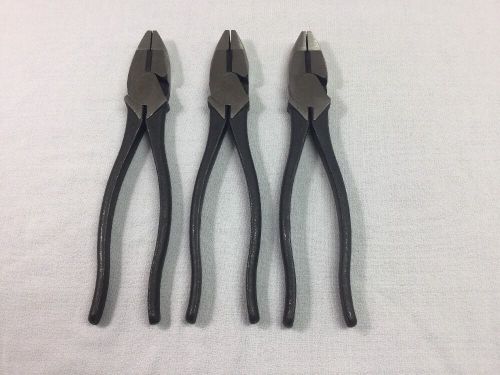 Lot Of 3 Klein Tools D213-9NE 9&#034; HIGH-LEVERAGE SIDE-CUTTING PLIERS