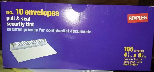 Envelopes (Box of 100 no.10 pull&amp;seal, w/Security Tint) 4 1/8in x 9 1/2in
