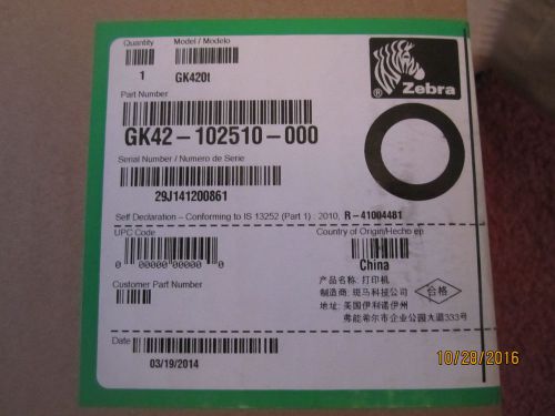 Brand New Zebra GK420T Thermal Label Printer (GK42-102510-000) USB in Box