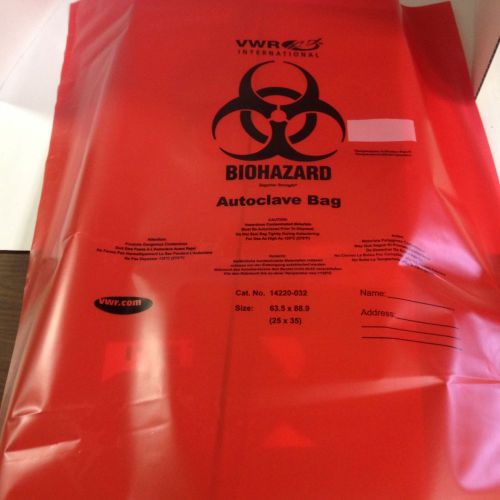 VWR Autoclavable Biohazard Bags 14220-032 25 x 35&#034; Case of 200 bags