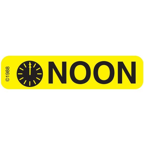 Pharmex 1-345 permanent paper label &#034;noon&#034; 1 9/16&#034; x 3/8&#034; yellow (500 per rol... for sale