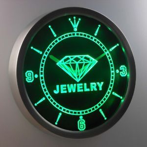 nc0325-g Jewelry Diamond Shop Neon Sign LED Clock