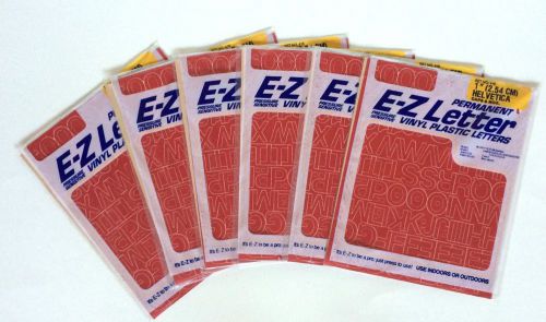 Red 1&#034; inch Permanent Self Adhesive Vinyl Letters Numbers Stick-On 6 Packs Lot