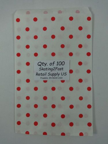 Qty. 100 Red Polka Dot Print Design Paper Merchandise 6&#034; x9&#034; Bag Retail Shopping