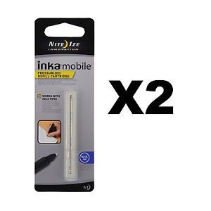 Nite ize inka mobile pen refill pressurized blue ink cartridge writing (2-pack) for sale