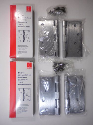 4 HAGER 1741 HINGES $12.95 FREE SHIPPING 4&#034;x4&#034; SQUARE, NEW IN BOX W/SCREWS SATIN
