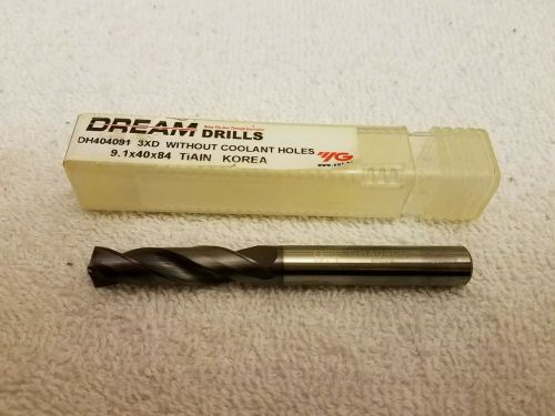 9.1mm (.3583&#034;) 3XD (Stub) TiAlN Carbide Dream Drill 140°Split Point YG1 DH404091