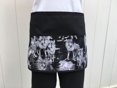 Black  3 Pocket Waitress Waist Apron Husky/wolf Restaurant  Classyaprons