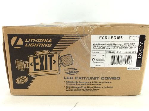 * Lithonia Lighting ECR LED M6 Red LED Exit Sign Emergency Light Combo, White