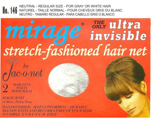 Jac-O-Net  #146 Mirage Hair Net - for gray or white hair   (2) pcs  Neutral