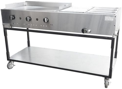 New taco cart. 60&#034; unit. flat top griddle (plancha) &amp; double steamer made in usa for sale