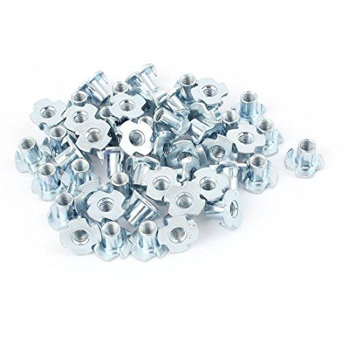 uxcell® 50Pcs 4 Prongs Zinc Plated T-Nut Tee Nut Fixing M6 x 12mm