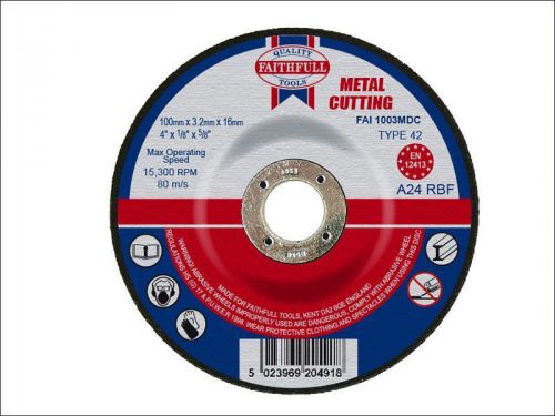 Faithfull - Cut Off Disc for Metal Depressed Centre 100 x 3.2 x 16mm