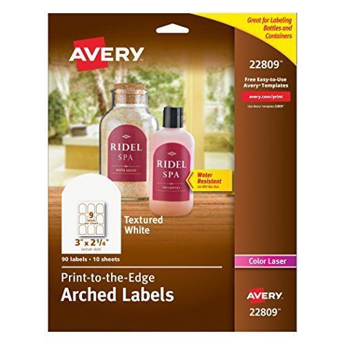 Avery textured print-to-the-edge arched labels, laser printers, 3 x 2.25-inches, for sale