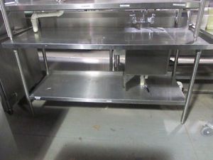 72&#034; x 30&#034; All Stainless Steel Food Prep Table with Sink on the Right - 6&#039; - #98