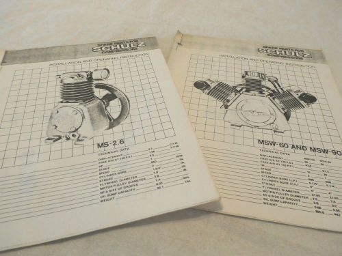 SCHULZ AIR COMPRESSOR OPERATING INSTRUCTIONS AND PART LISTING SEVERAL MODELS