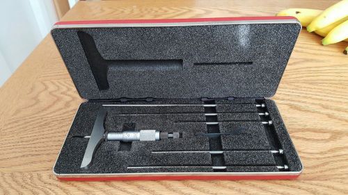 Exc starrett no. 445 depth micrometer set in case no engraving clean for sale
