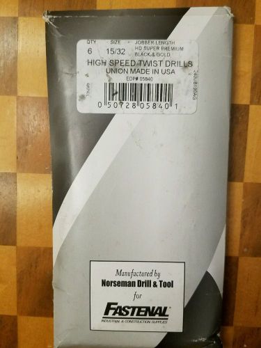 N.I.B 6-PACK) 15 / 32 05780 Norseman  USA Drill Bit Super Premium black and gold