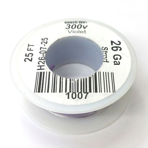 H26-07-25 ~ 26AWG VIOLET PVC Insulated Stranded 300 Volt Hook-Up Wire 25&#039; Roll