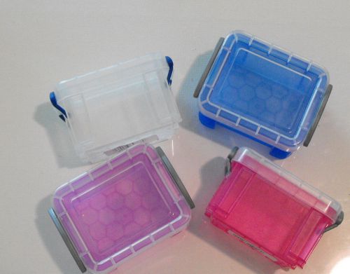 Really Useful Box 0.14 Litre, Clear/Trans Blue/Purple/Bright Pink (SET OF 4)