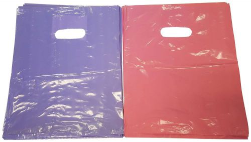 100 purple and pink glossy merchandise bags shopping bags 12 x 15 with die cu... for sale