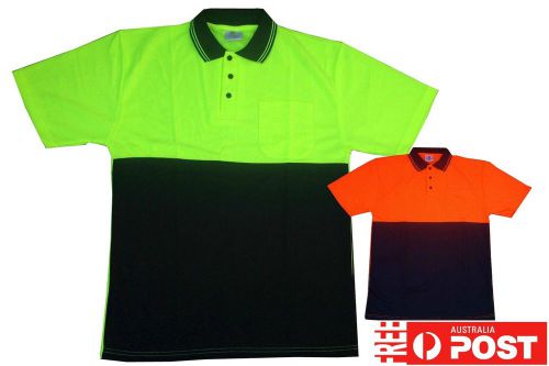 HI VIS Polo Shirt Top Tee Safety Workwear Short Sleeve Industrial S-XXL Two Cols