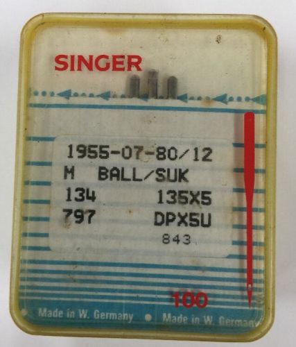Singer 100 Industrial Sewing Machine Needles 134 135x5 797 DPx5U 1955-07 Size 80