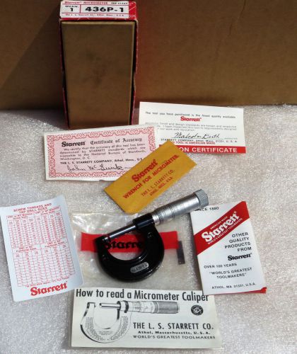 Starrett #436p-1 0 - 1&#034; micrometer nib w/ all paper for sale