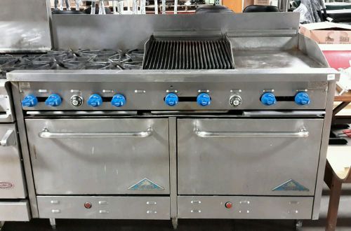 Used Comstock Castle 60&#034;Nat. Gas Range With 4 Burners, 18&#034;Griddle, 18&#034;Charbroile