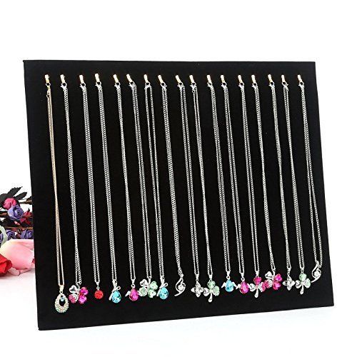 B&amp;s feel black velvet 17 hook necklace jewelry display tray organizer for sale