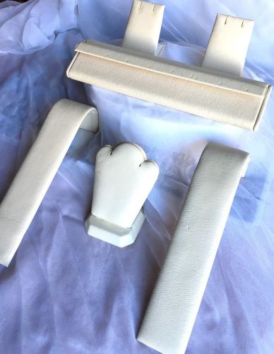 6 Ivory Leather Professional 2 Ramps, 1 Long &amp; 2 Single Earr, 1 Sm Neckl Display