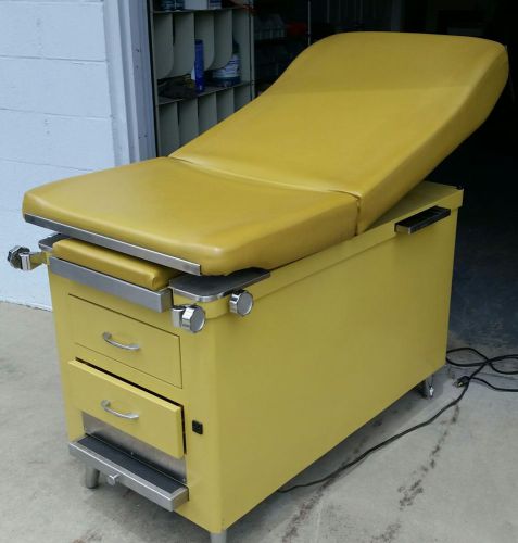 Vintage Yellow Exam Table with stirrups and storage