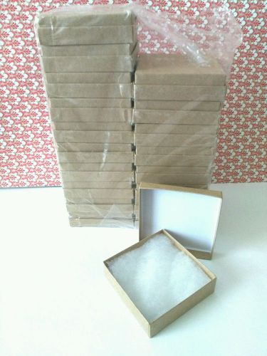 Brown Kraft square jewelry boxes (18) 3.5&#034; x 3.5&#034; x 1&#034; cardboard w/ foam padding