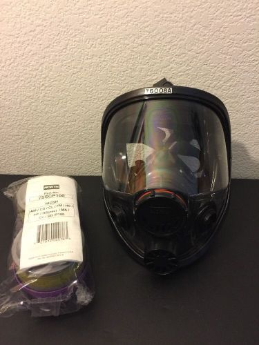 North 76008a full face respirator mask with 2 cartridges 75scp100 for sale