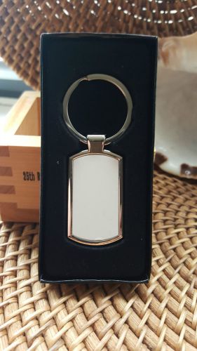 BLANK METAL KEYRING WITH SUBLIMATION INSERT- RECTANGLE SHAPE-FOR HEAT PRESS