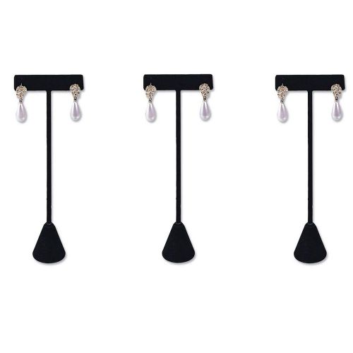 3 Black Velvet Earring T Stand Display 6.75&#034;