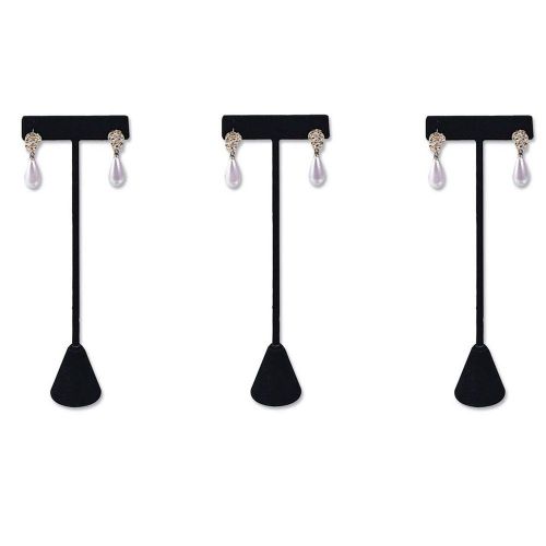 3 Black Velvet Earring T Stand Display 6.75&#034;