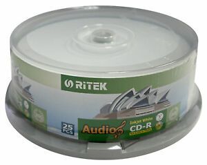 50 Ritek Ridata 40X Digital Audio Music CD-R 80min 700MB White Inkjet Hub