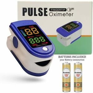 Finger Tip Pulse Oximeter for Measuring SpO2 Oxygen and Heart Rate (Blue)