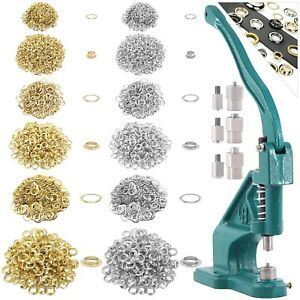 Duty Hand Press Grommet Eyelet Machine Punch Tool Kit With 3 Dies And 3000PCS