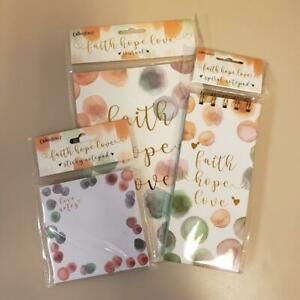CROWNJEWLZ FAITH HOPE LOVE JOURNAL NOTEPAD 3PC SET NEW