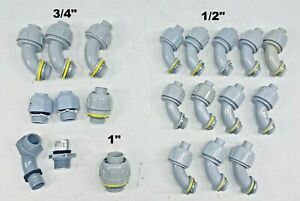 (LOT) 1/2&#034; &amp; 3/4&#034;  90-Degree and Straight Non-Metallic Liquid Tight PVC Fitting