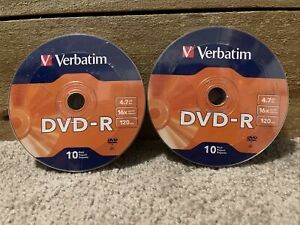 2 NEW Verbatim 10 Pack 4.7GB DVD-R 16x 120 Minutes Recordable DVD. Free Shipping