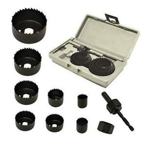 10-Piece Hole Saw Kit for Wood - Durable Carbon Steel Power Drill Hole Cutter
