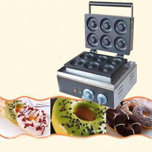 110V Electric 6pcs Mini Doughnut Baker Donut Maker Donut Making Machine US