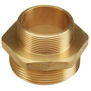 Brass 2 1/2&#034; NH to 2 1/2&#034; NPT Double Male (Hex) Fire Hose Adapter