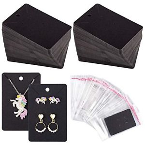 Whaline 150 Pcs Necklace Earring Display Card with 200 Self-Seal Bags, Earring x