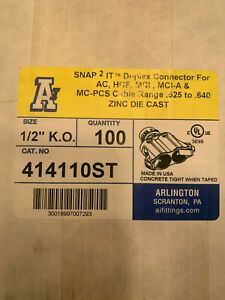 Box of 100 - Arlington 414110ST Snap 2 IT Double MC Connectors Sealed Box