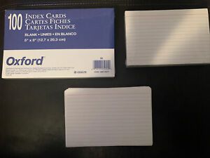 Oxford Unruled Index Cards 5” X 8” White 100 pack + Bonus 140 Ruled 4”x 6” Cards