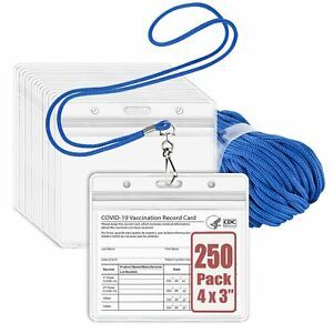 MIFFLIN Lanyard with Clear Horizontal Card Protector (Blue, 4x3 Inch, 250 PK)...